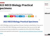 2023 Neco GCE Biology Practical expo